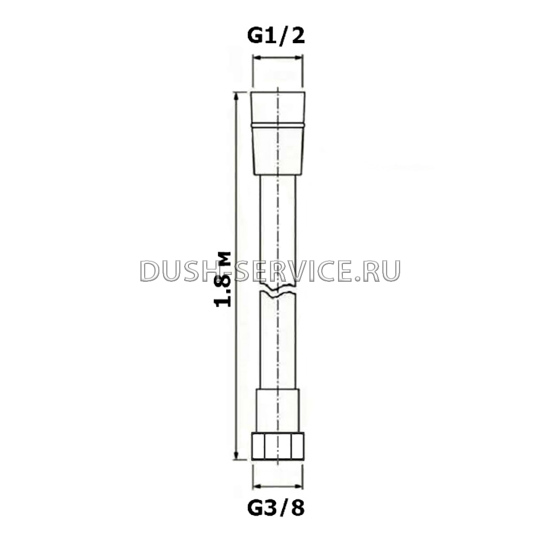 Шланг для ручной лейки на борт ванны D1321 G1/2" - 3/8" гайка-гайка длина 1,8 м